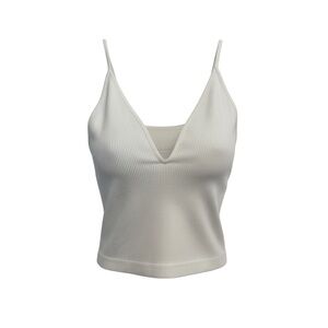 Free People Ribbed V-Neck Cami Tank - White